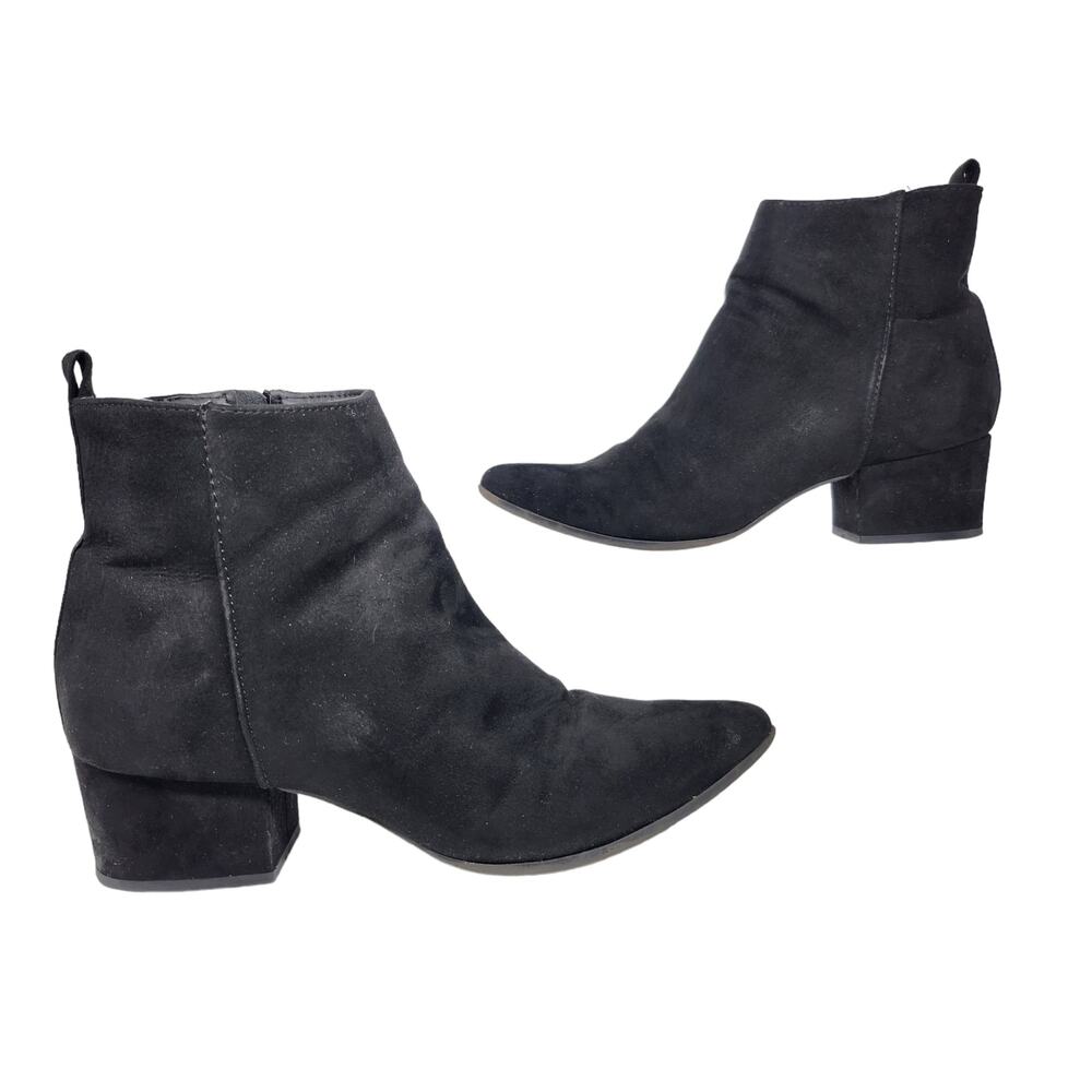 Witchy Pointed Toe Black Ankle Booties 7.5 Chelsea Heeled Dark Academia Edgy